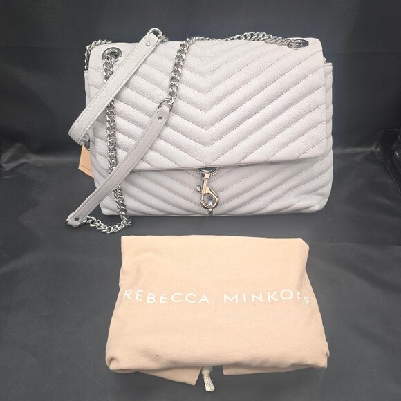 Rebecca Minkoff Light Gray Chevron Shoulder Bag - Picture 2 of 14